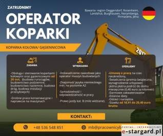 Operator koparki kołowej/ Operator koparki gąsienicowej – Niemcy