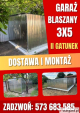 Garaż blaszany 3x5 II gatunek jednospadowy dostawa + montaż