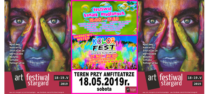 Kolor Fest i Festiwal Baniek Mydlanych na ArtFestiwal Stargard 2019