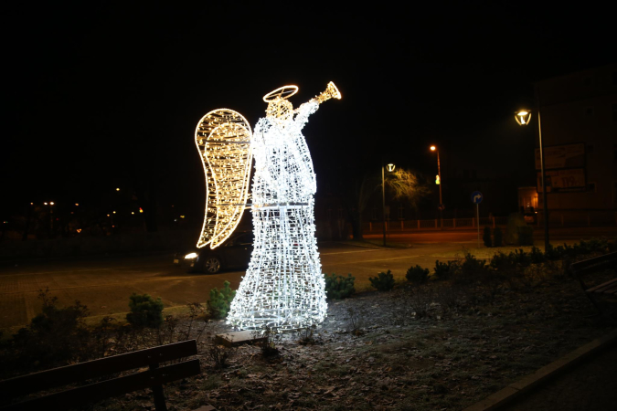 Świąteczny Stargard nocą