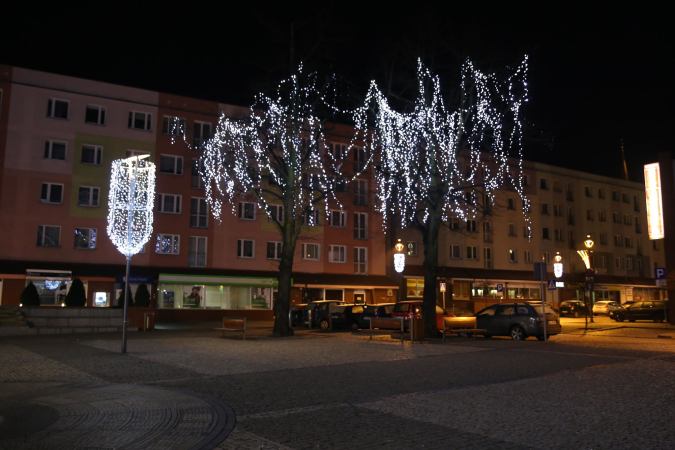 Świąteczny Stargard nocą