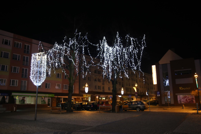 Świąteczny Stargard nocą