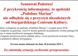 SCK odwołuje spektakl