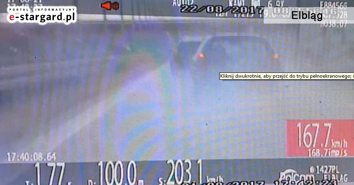 Elbląg: Pędził 203 km/h z 2 promilami po krajowej ?siódemce?.[VIDEO].