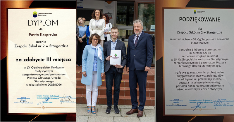 Uczeń Zespołu Szkół nr 2 w Stargardzie laureatem Ogólnopolskiego Konkursu Statystycznego
