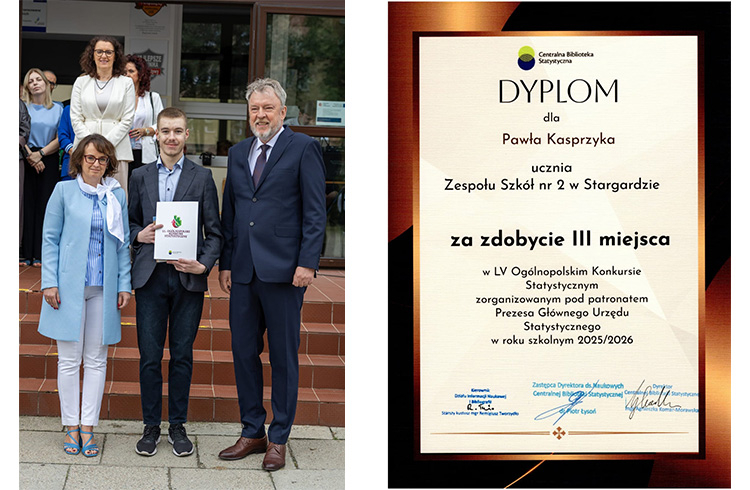 Uczeń Zespołu Szkół nr 2 w Stargardzie laureatem Ogólnopolskiego Konkursu Statystycznego